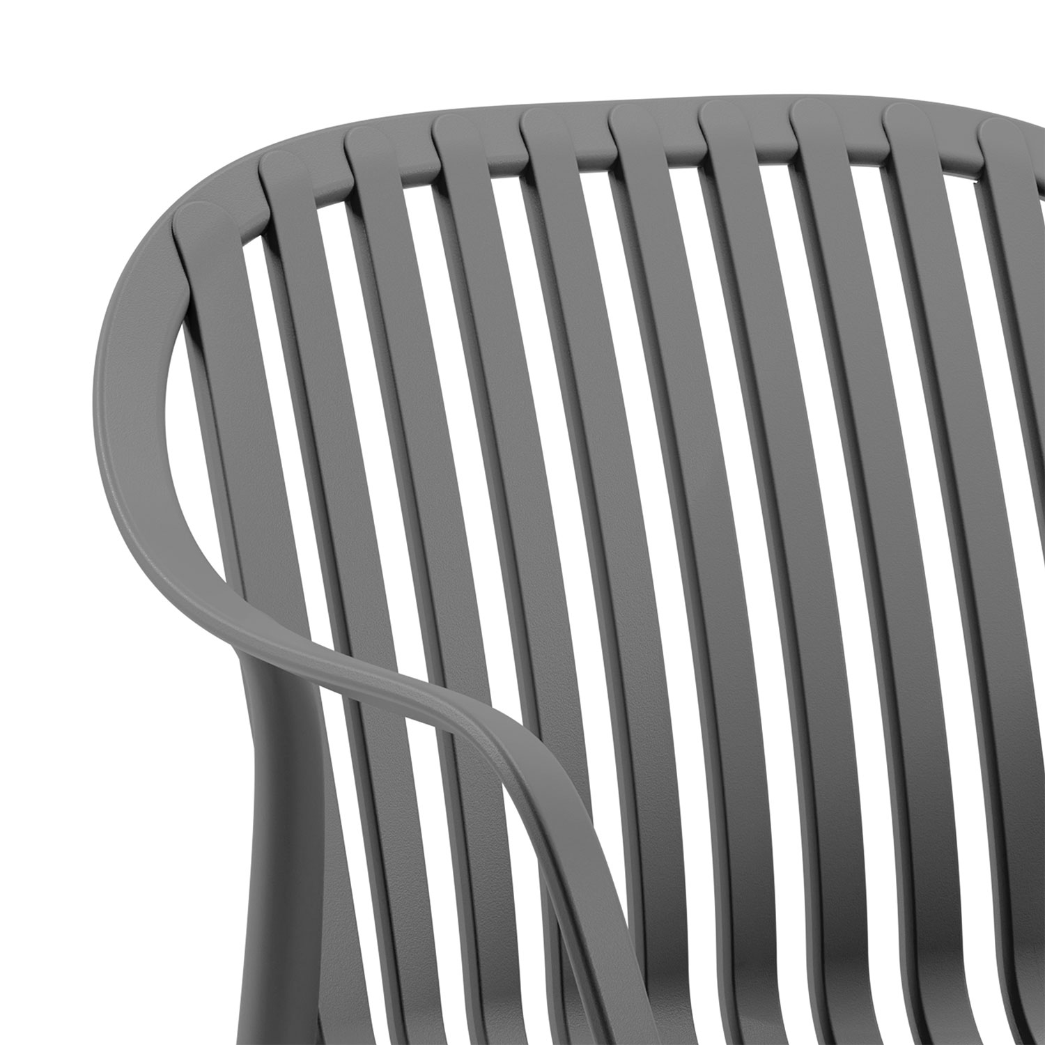 One-piece PP Plastic Armchair, Slatted Back Stackable Outdoor Dining Chair for Commercial & Patio Use-PP Chair
