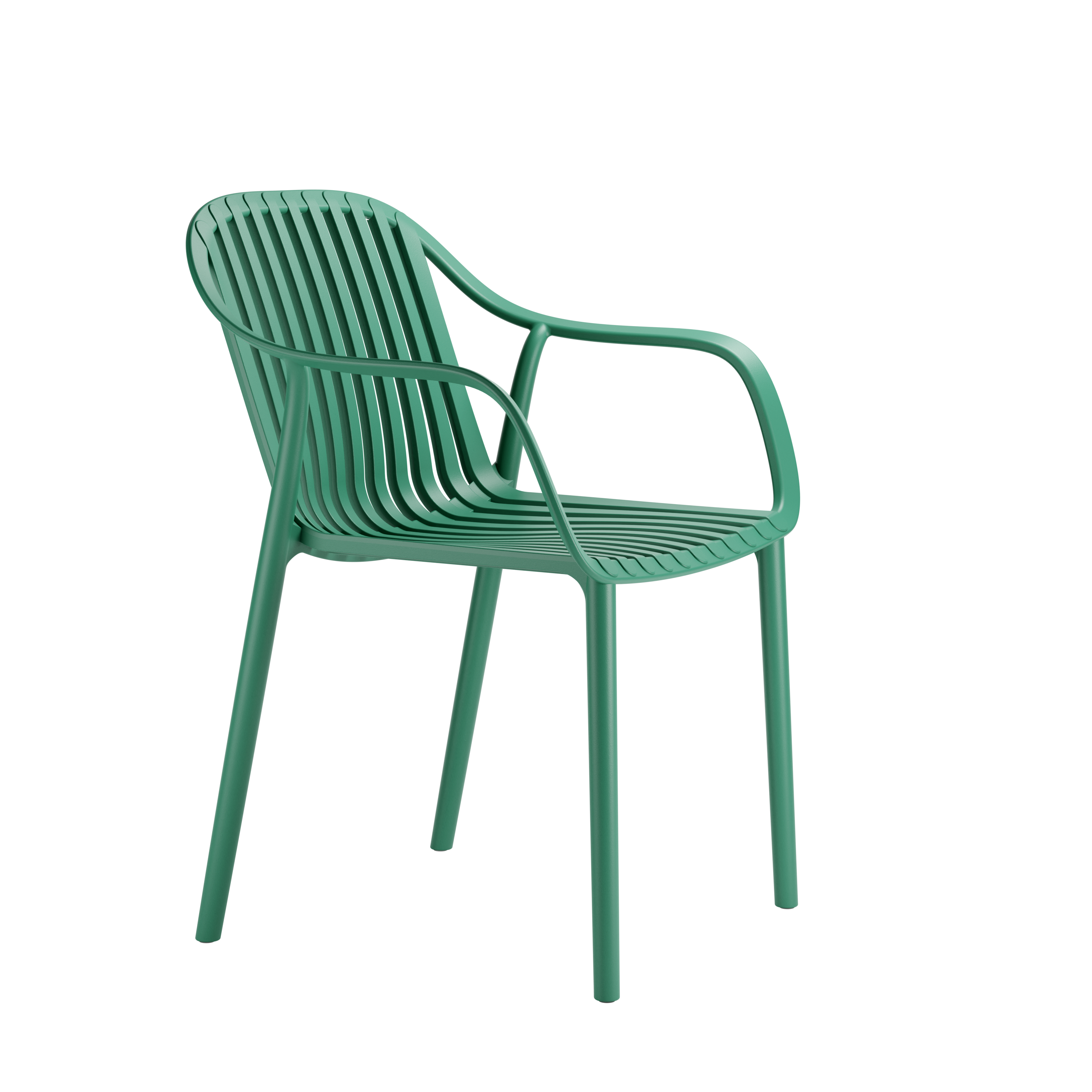One-piece PP Plastic Armchair, Slatted Back Stackable Outdoor Dining Chair for Commercial & Patio Use-PP Chair
