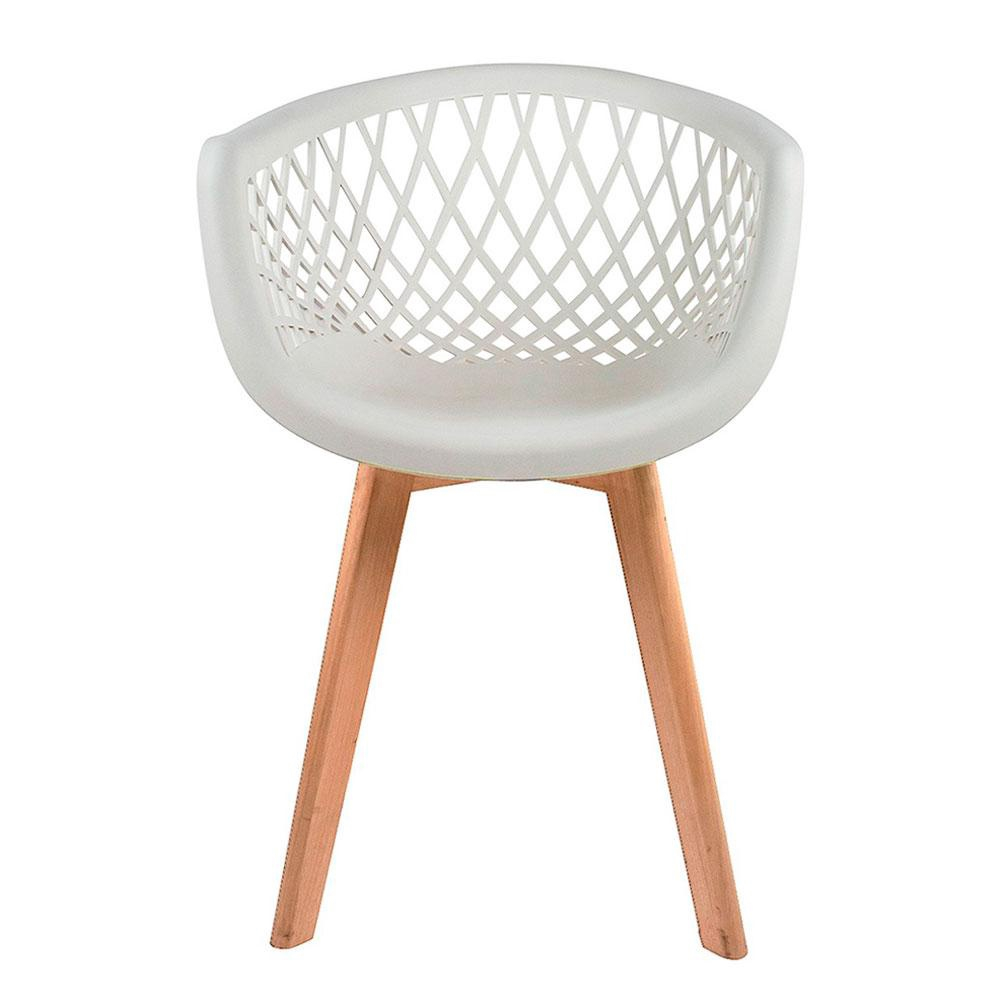 Light gray polypropylene armchair with cross wood legs-PP Chair