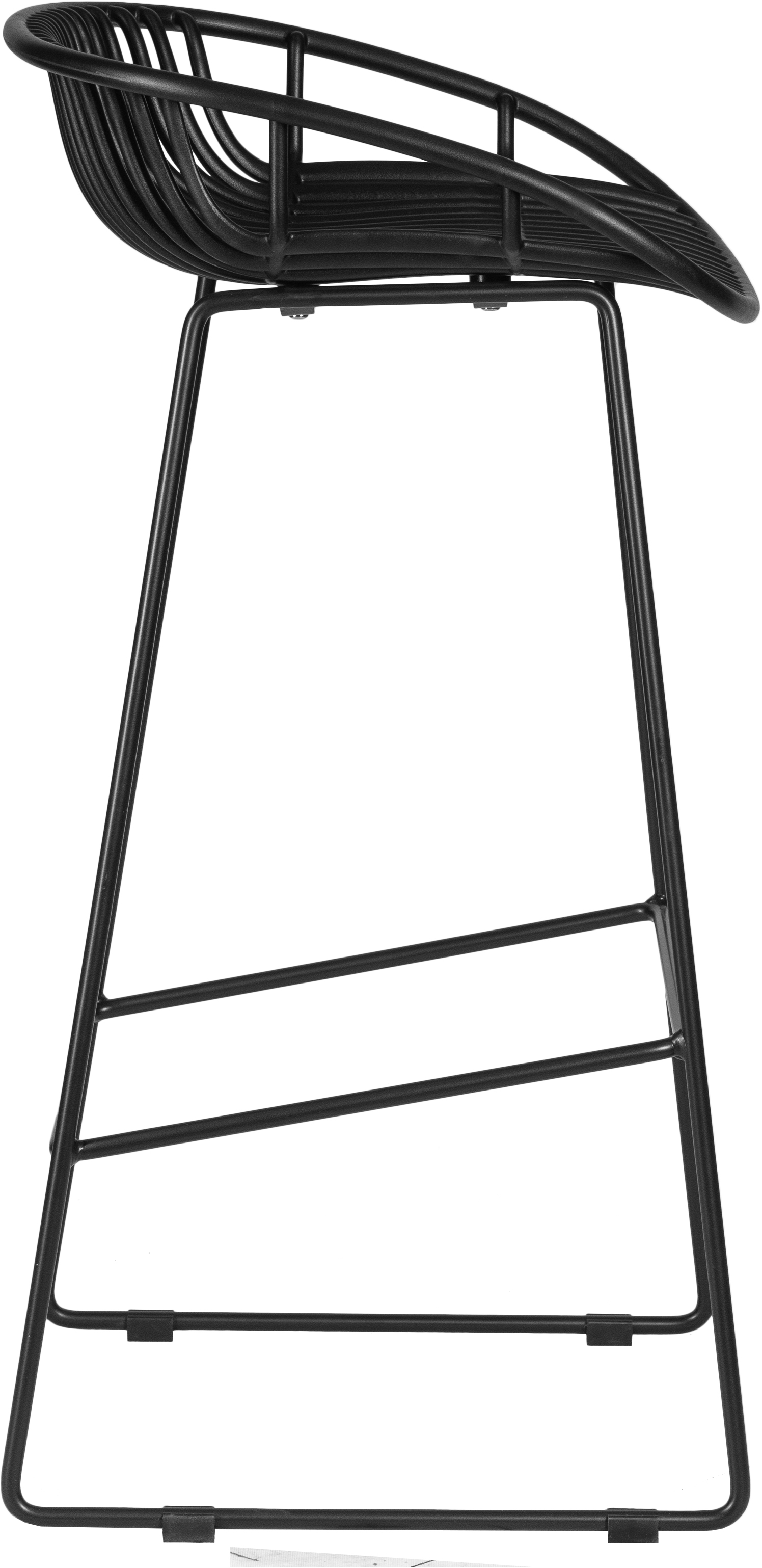 Short Back Black Polypropylene Bar Chair With Footrest-PP Chair