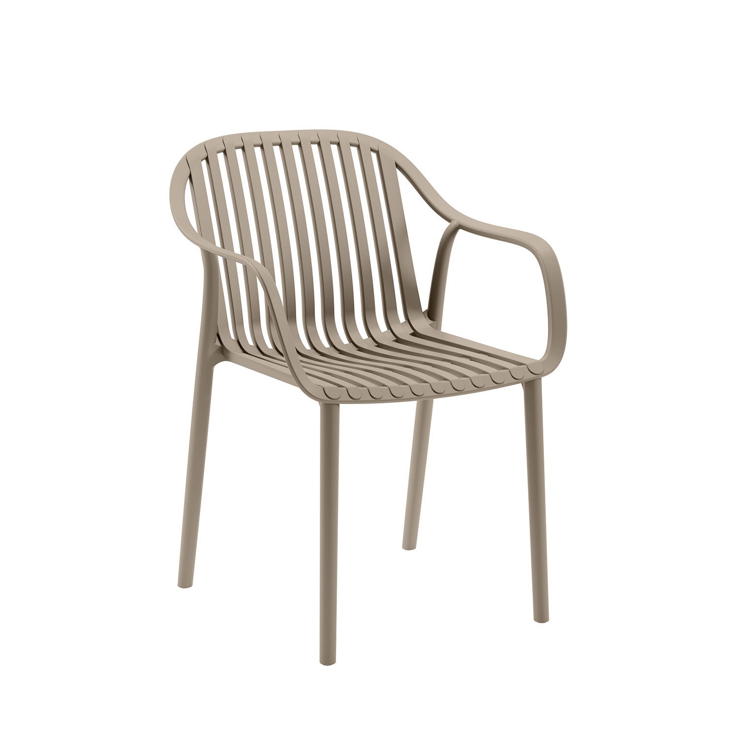 One-piece PP Plastic Armchair, Slatted Back Stackable Outdoor Dining Chair for Commercial & Patio Use-PP Chair