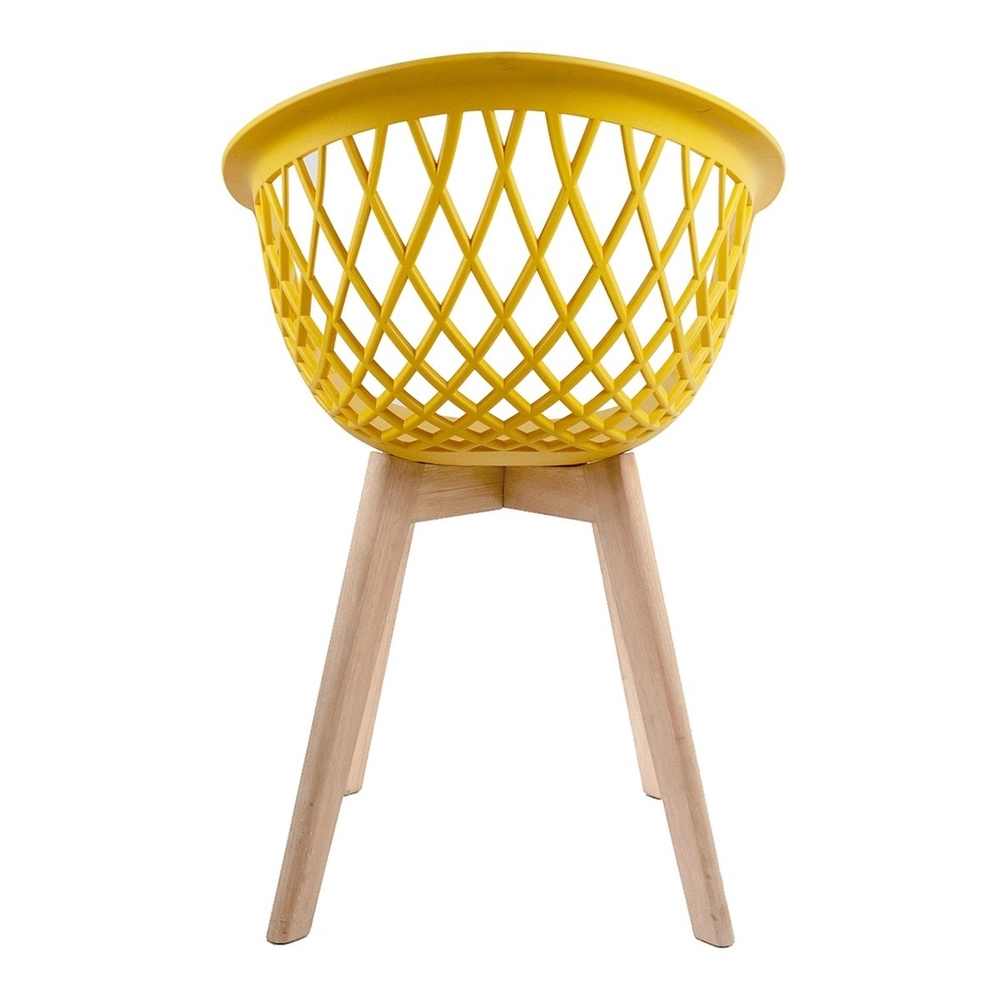 Yellow polypropylene armchair with cross wood legs-PP Chair
