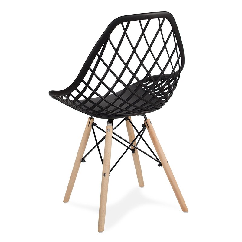 Black PP Hollow Out Chair With Wood Feet-PP Chair