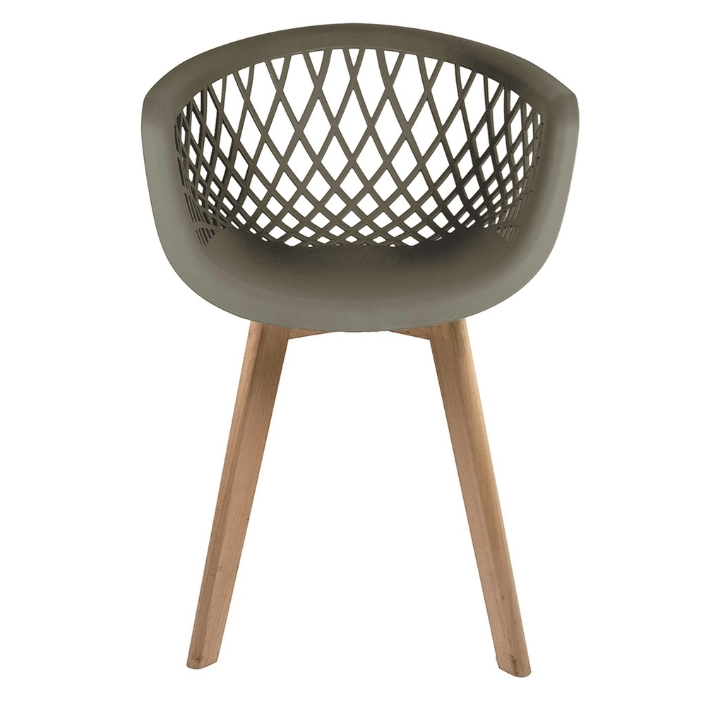 Gray polypropylene armchair with cross wood legs-PP Chair