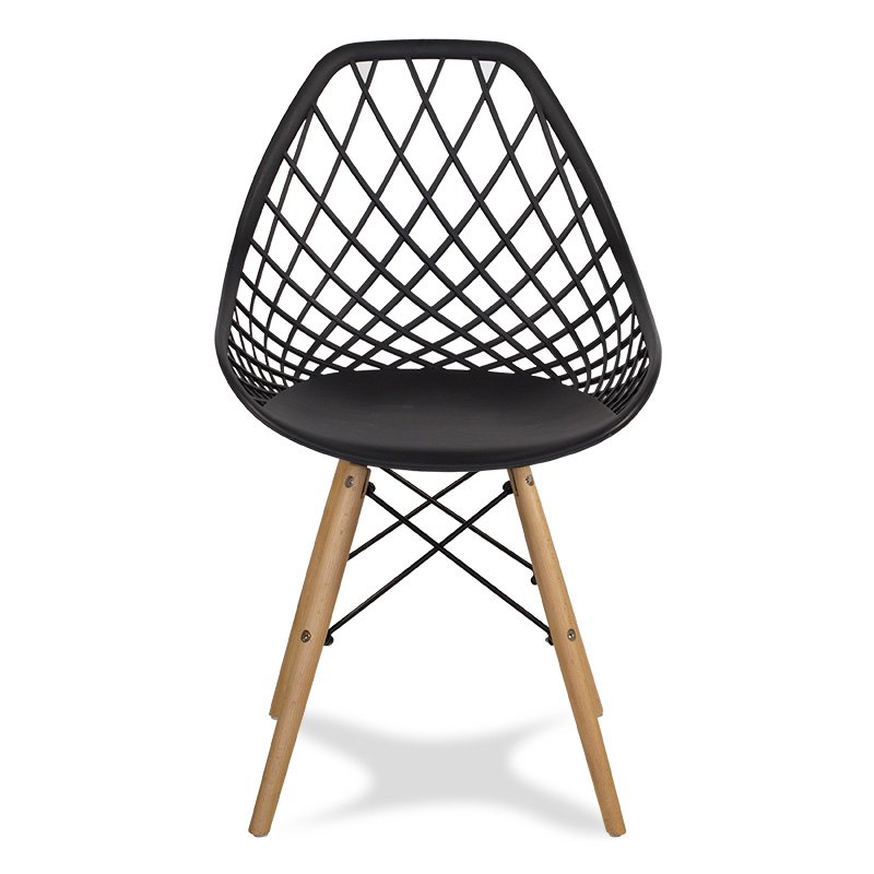 Black PP Hollow Out Chair With Wood Feet-PP Chair