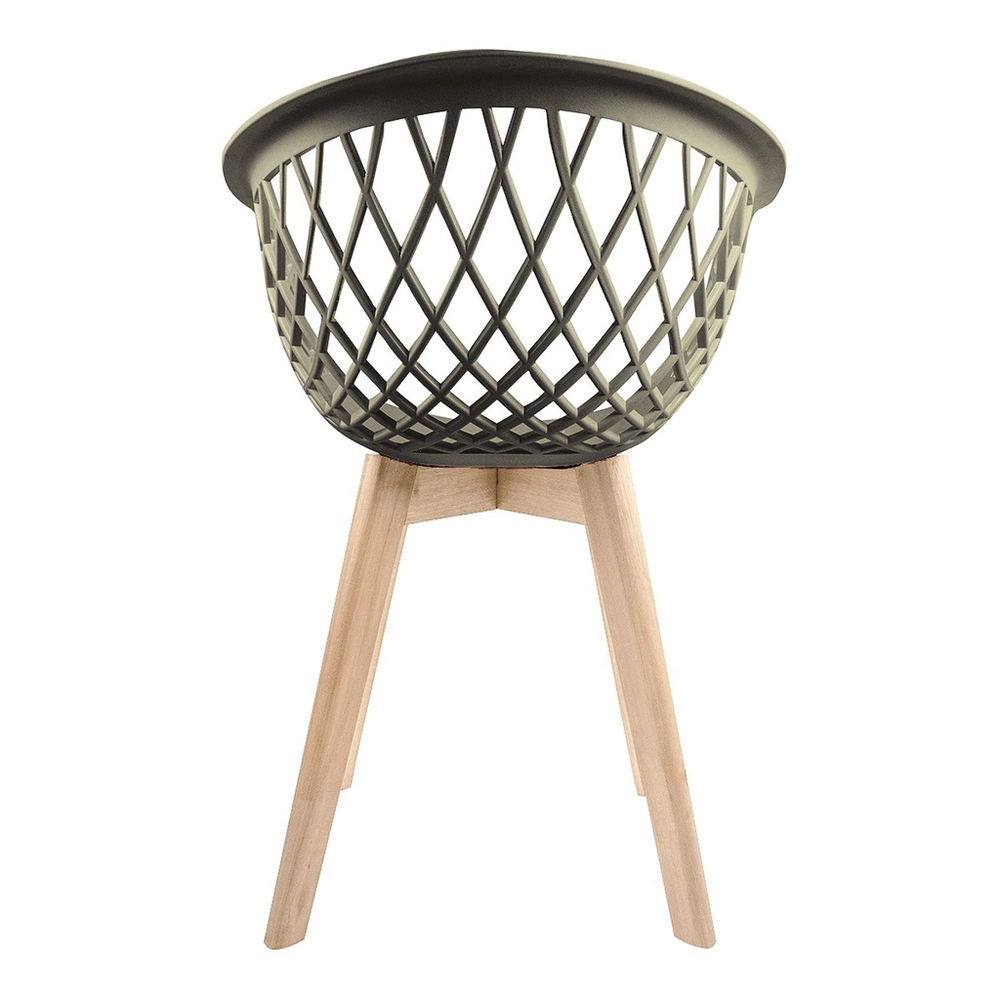 Gray polypropylene armchair with cross wood legs-PP Chair