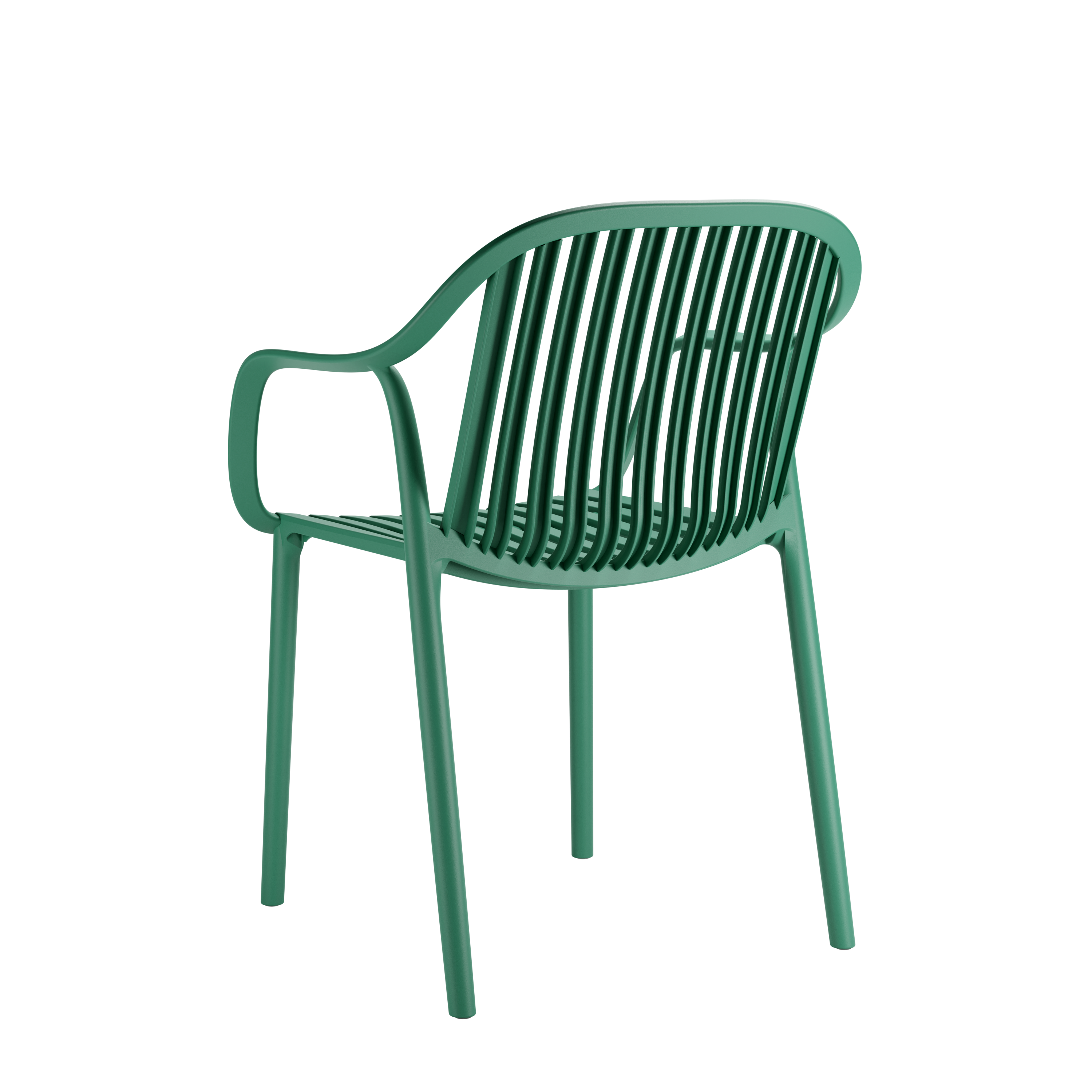 One-piece PP Plastic Armchair, Slatted Back Stackable Outdoor Dining Chair for Commercial & Patio Use-PP Chair