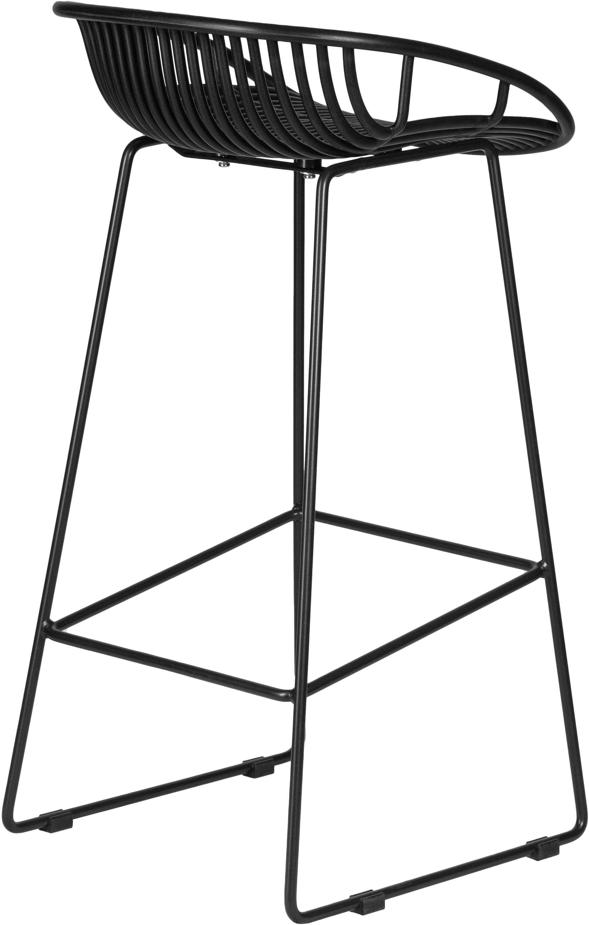 Short Back Black Polypropylene Bar Chair With Footrest-PP Chair