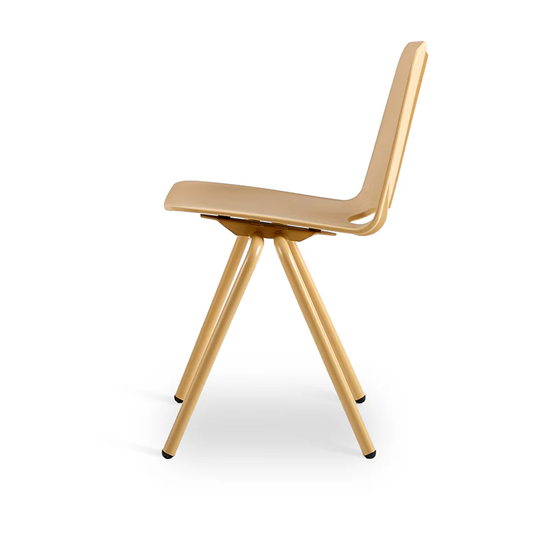 Brown Plastic Chair With Metal Feet