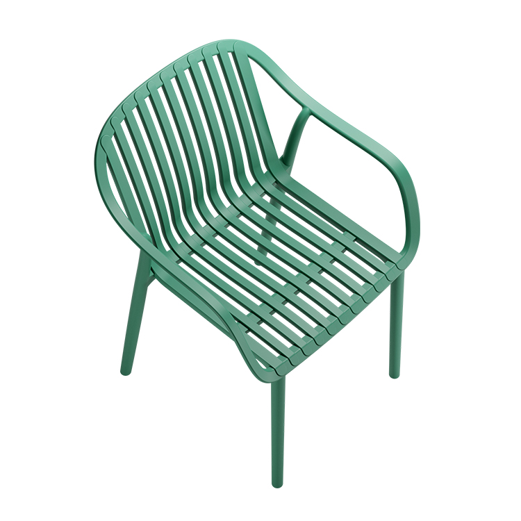 One-piece PP Plastic Armchair, Slatted Back Stackable Outdoor Dining Chair for Commercial & Patio Use-PP Chair