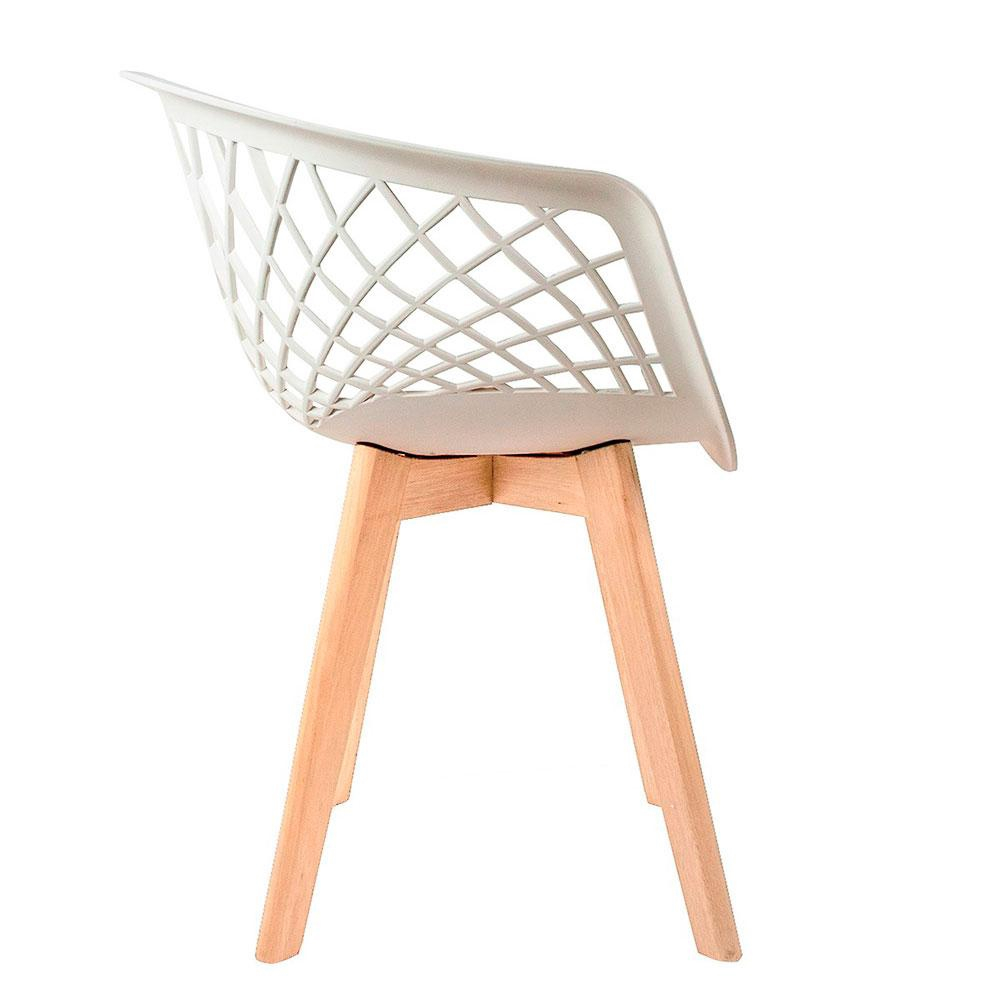 Light gray polypropylene armchair with cross wood legs-PP Chair