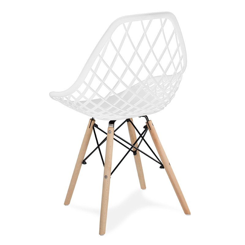 White PP Hollow Out Chair With Wood Feet-PP Chair