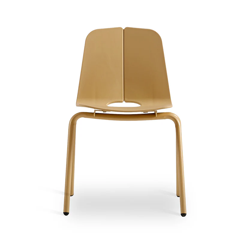 Brown Plastic Chair With Metal Feet