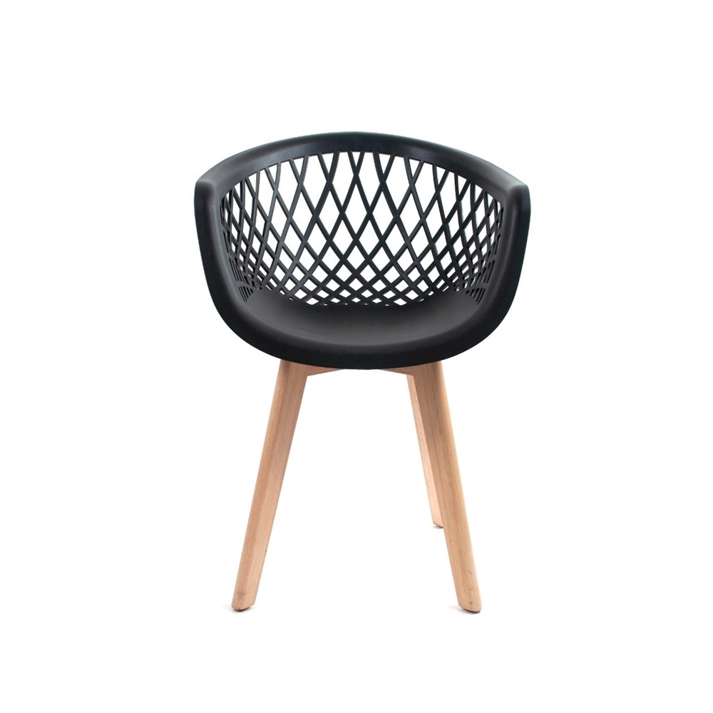 Black polypropylene armchair with cross wood legs-PP Chair