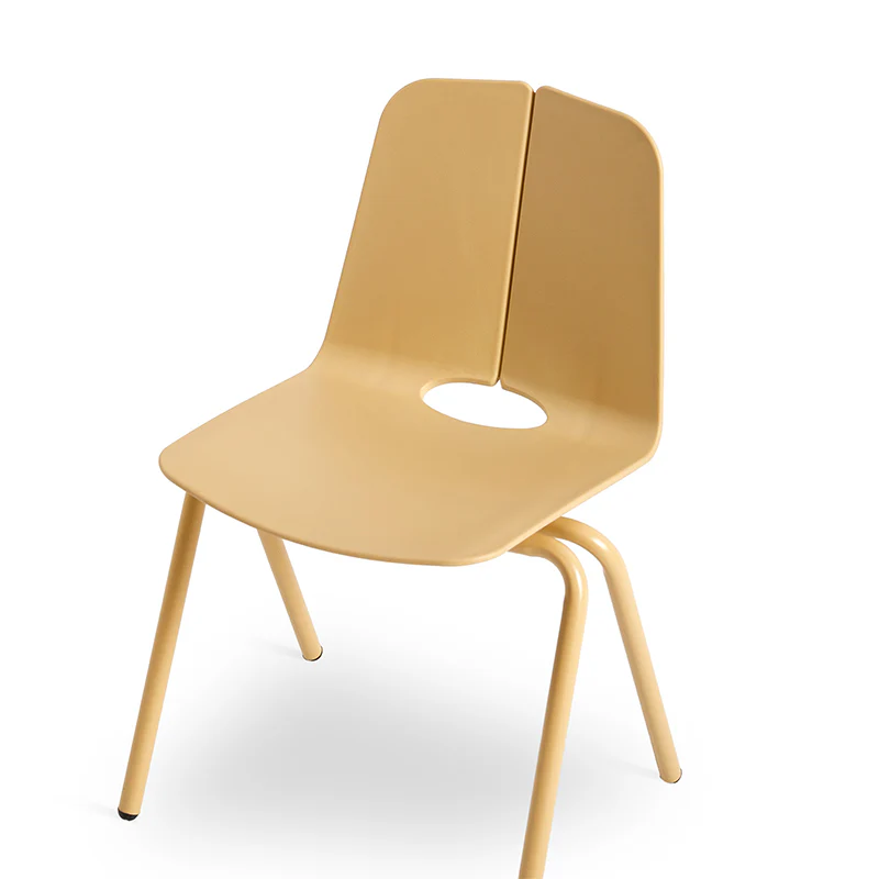 Brown Plastic Chair With Metal Feet