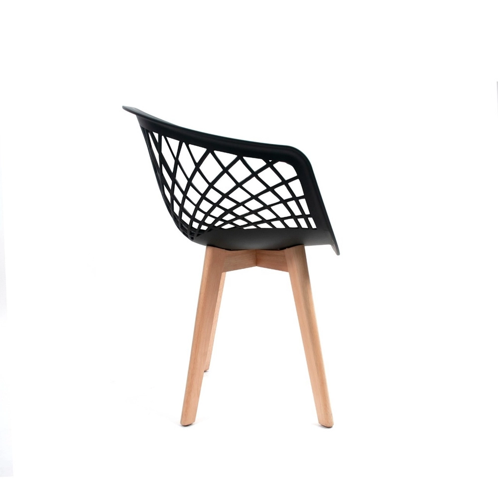 Black polypropylene armchair with cross wood legs-PP Chair