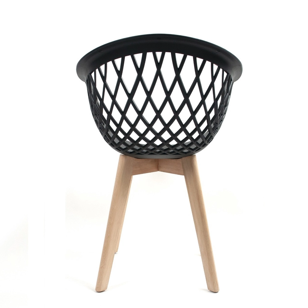 Black polypropylene armchair with cross wood legs-PP Chair