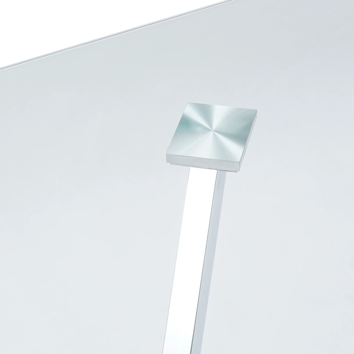 Rectangle Clear Glass Dining Table With Chromed Metal Feet-PP Chair