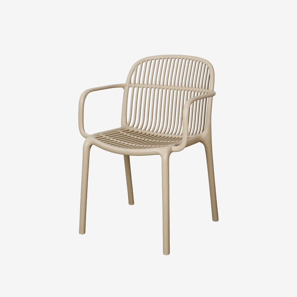 Modern PP Plastic Armchair with Slatted Backrest | Polypropylene Dining Chair