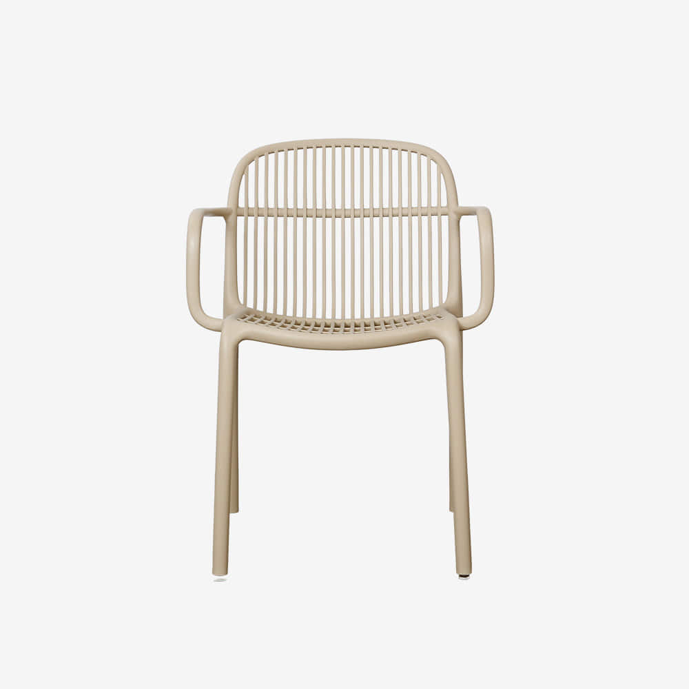Modern PP Plastic Armchair with Slatted Backrest | Polypropylene Dining Chair