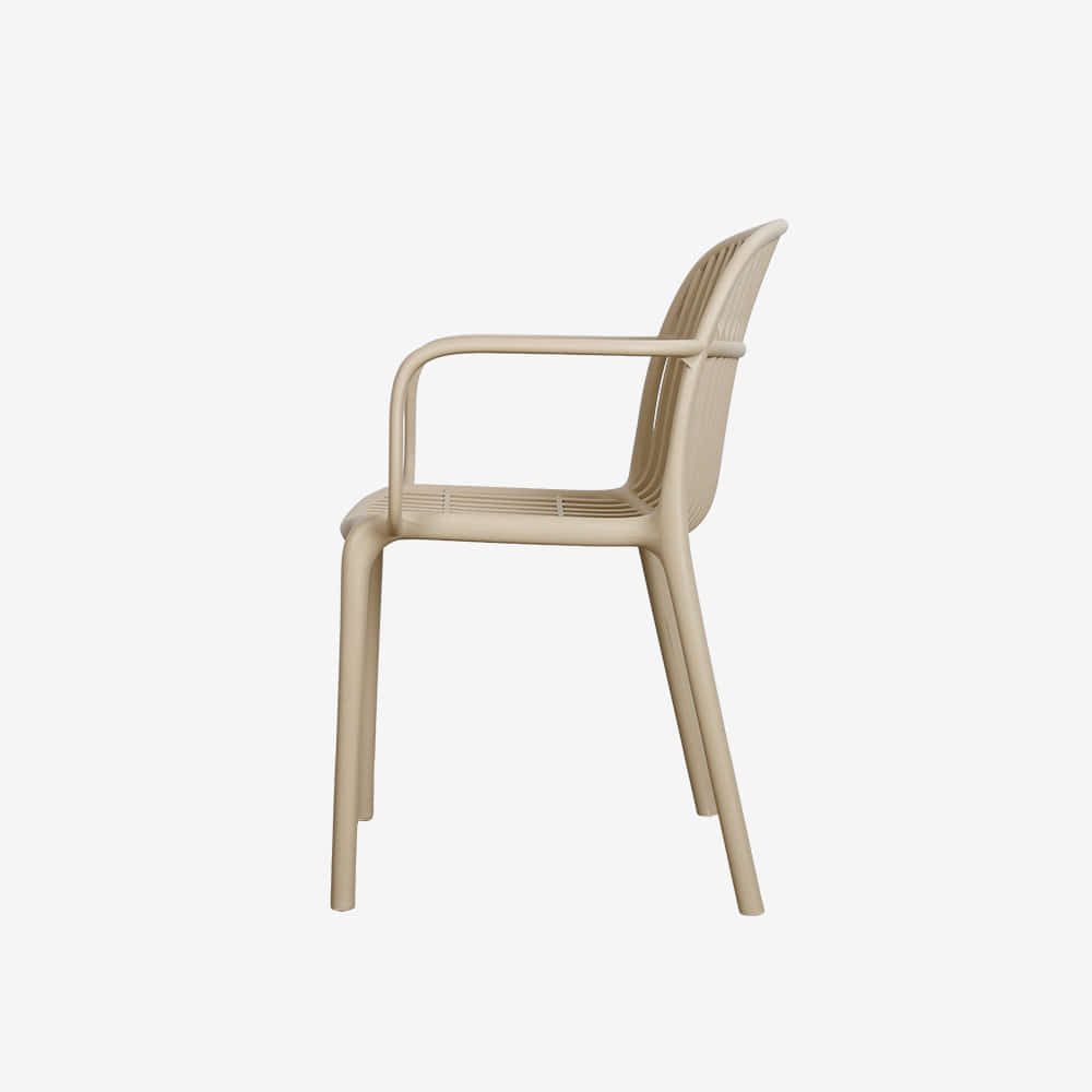 Modern PP Plastic Armchair with Slatted Backrest | Polypropylene Dining Chair