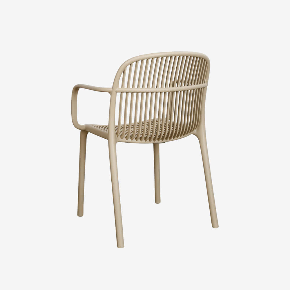 Modern PP Plastic Armchair with Slatted Backrest | Polypropylene Dining Chair