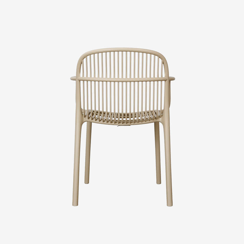 Modern PP Plastic Armchair with Slatted Backrest | Polypropylene Dining Chair