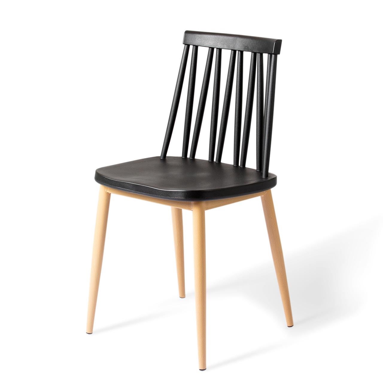 Black Plastic Chair With Metal Feet-PP Chair
