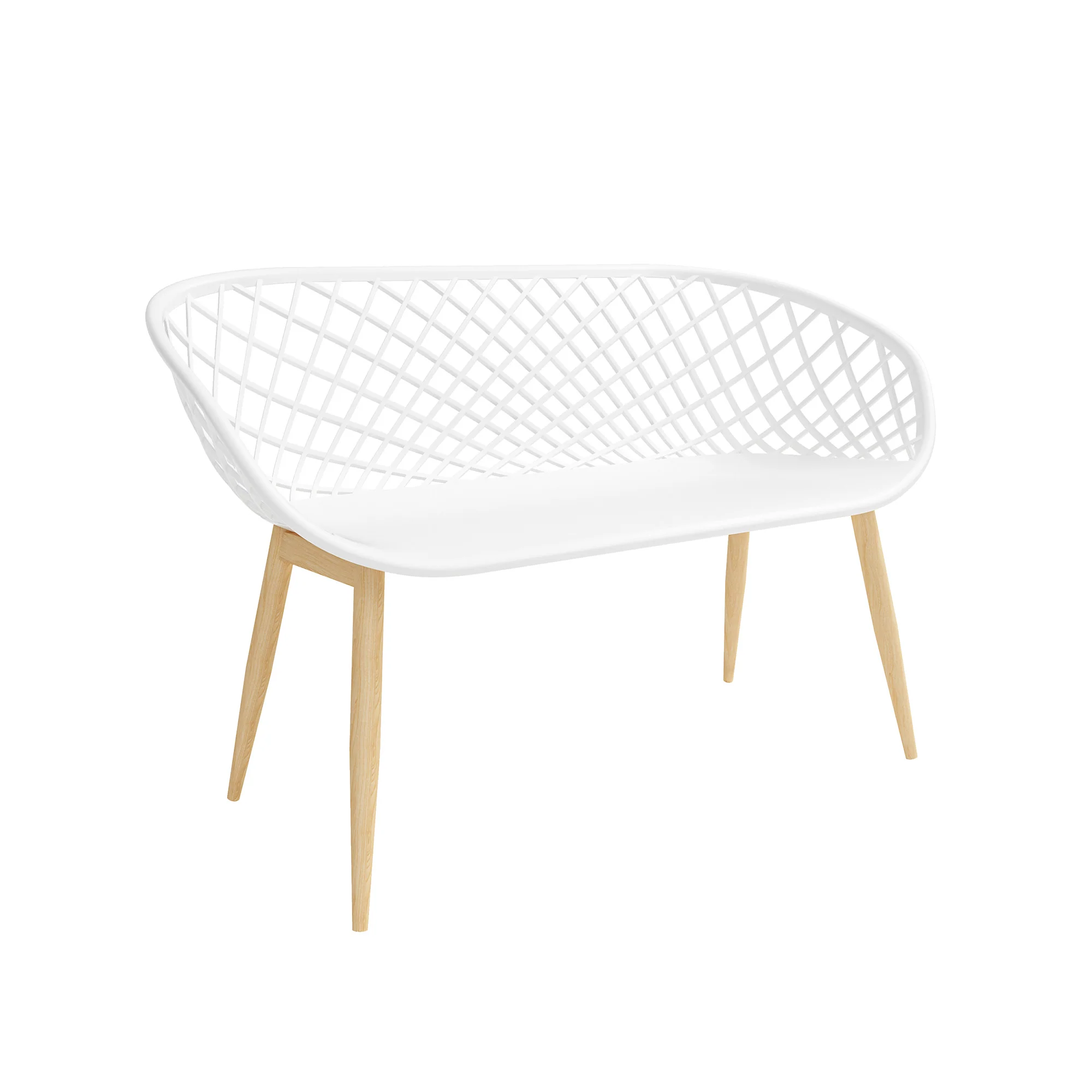 White Outdoor Plastic Two Seater Lounge Bench-PP Chair