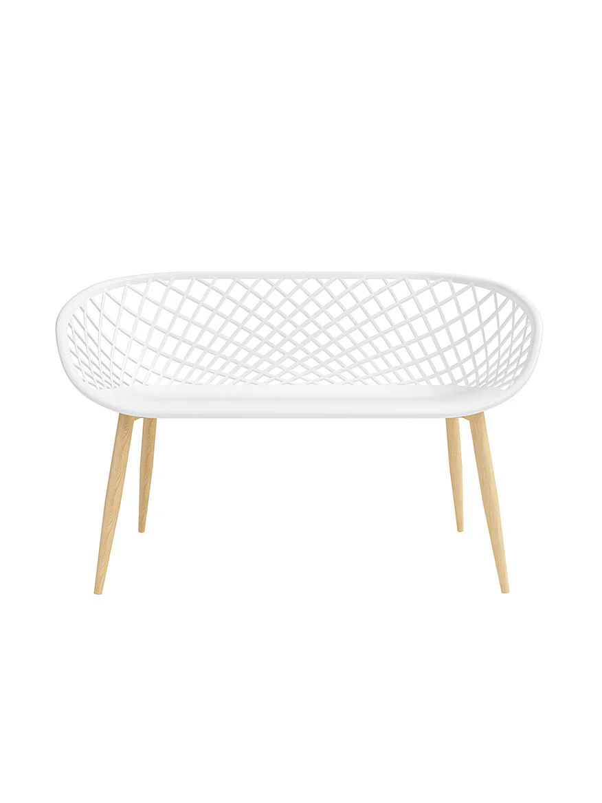 White Outdoor Plastic Two Seater Lounge Bench-PP Chair