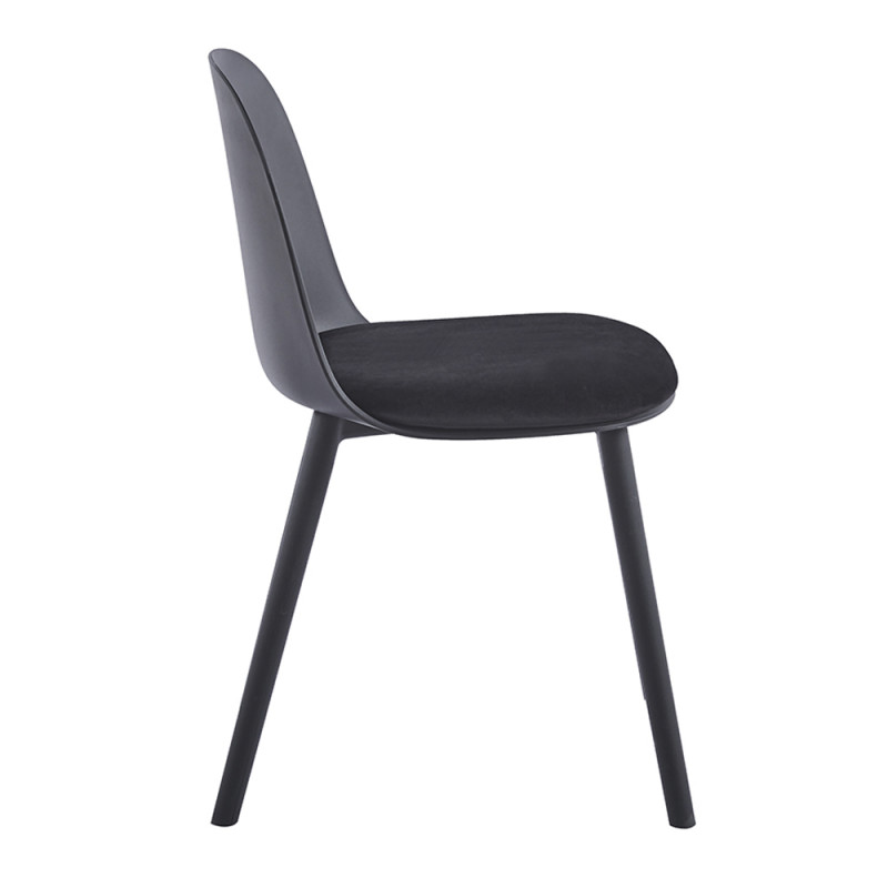 Black Plastic Cafe Chair With Cushion-PP Chair