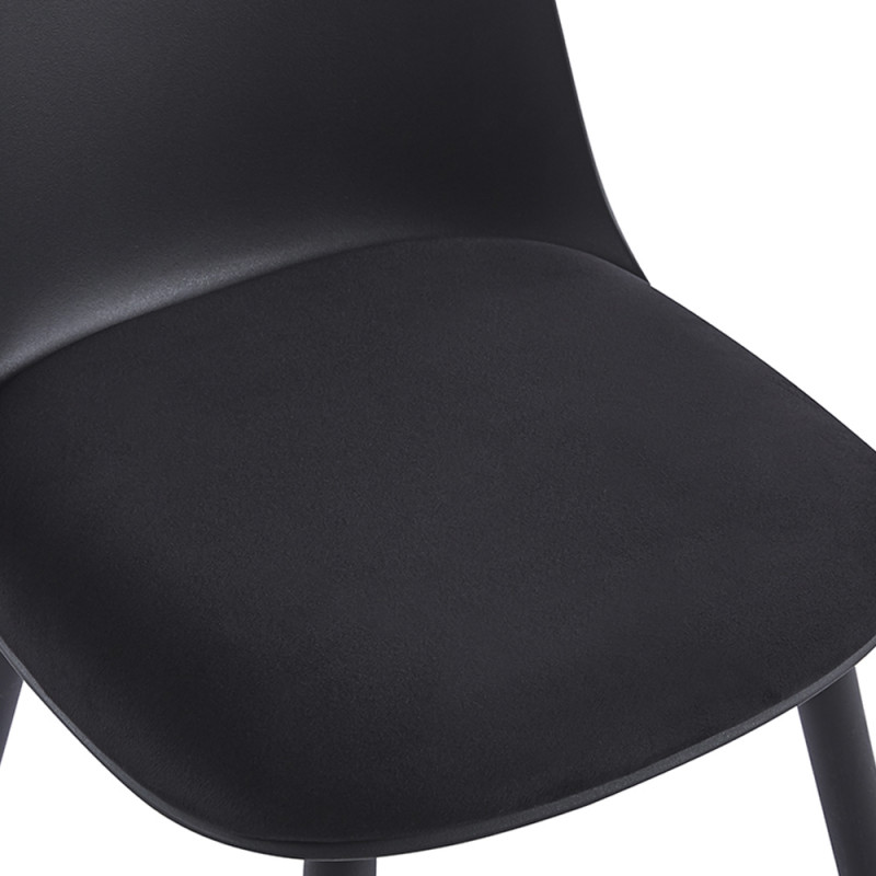 Black Plastic Cafe Chair With Cushion-PP Chair