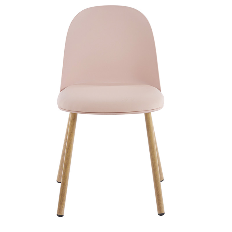 Pink Plastic Kitchen Chair With Metal Feet-PP Chair