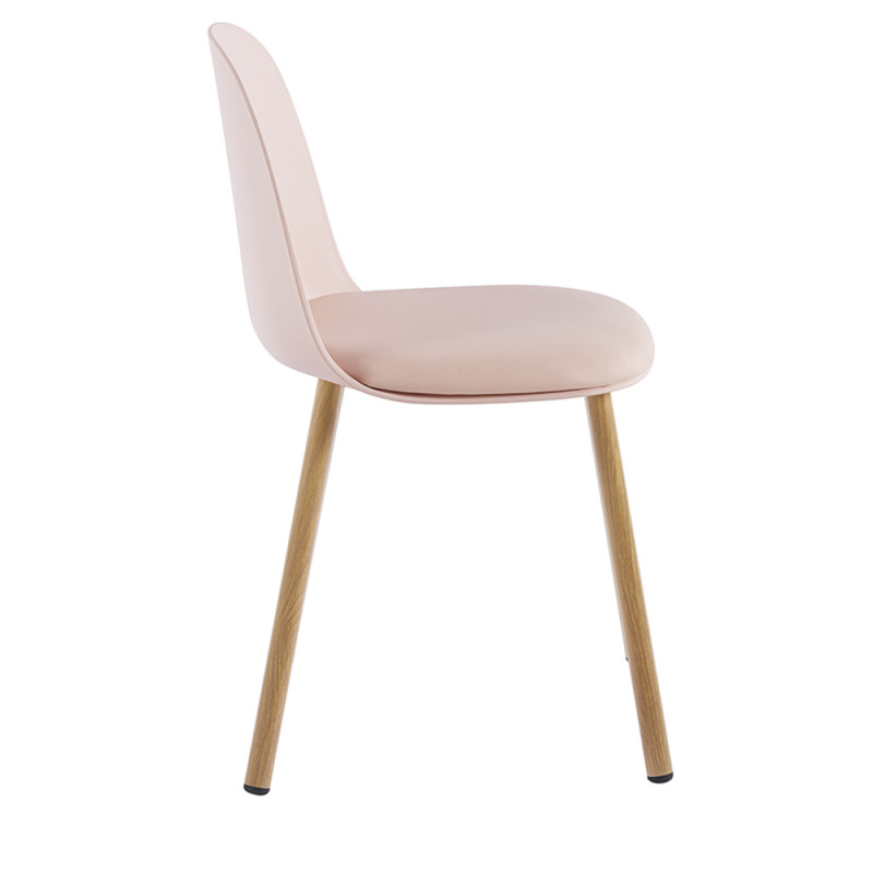 Pink Plastic Kitchen Chair With Metal Feet-PP Chair