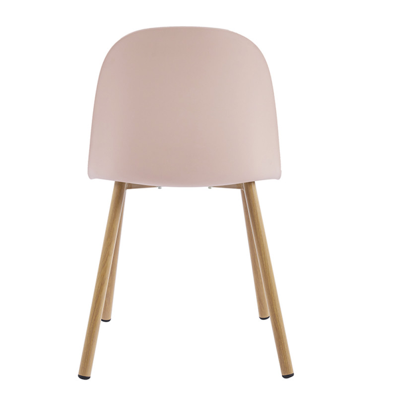Pink Plastic Kitchen Chair With Metal Feet-PP Chair