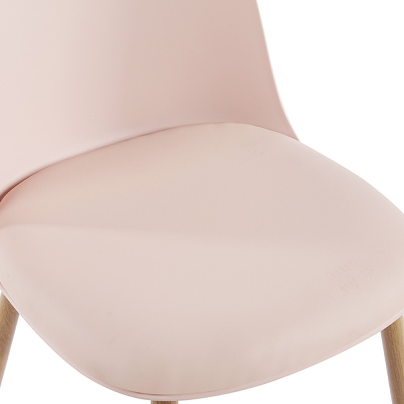Pink Plastic Kitchen Chair With Metal Feet-PP Chair