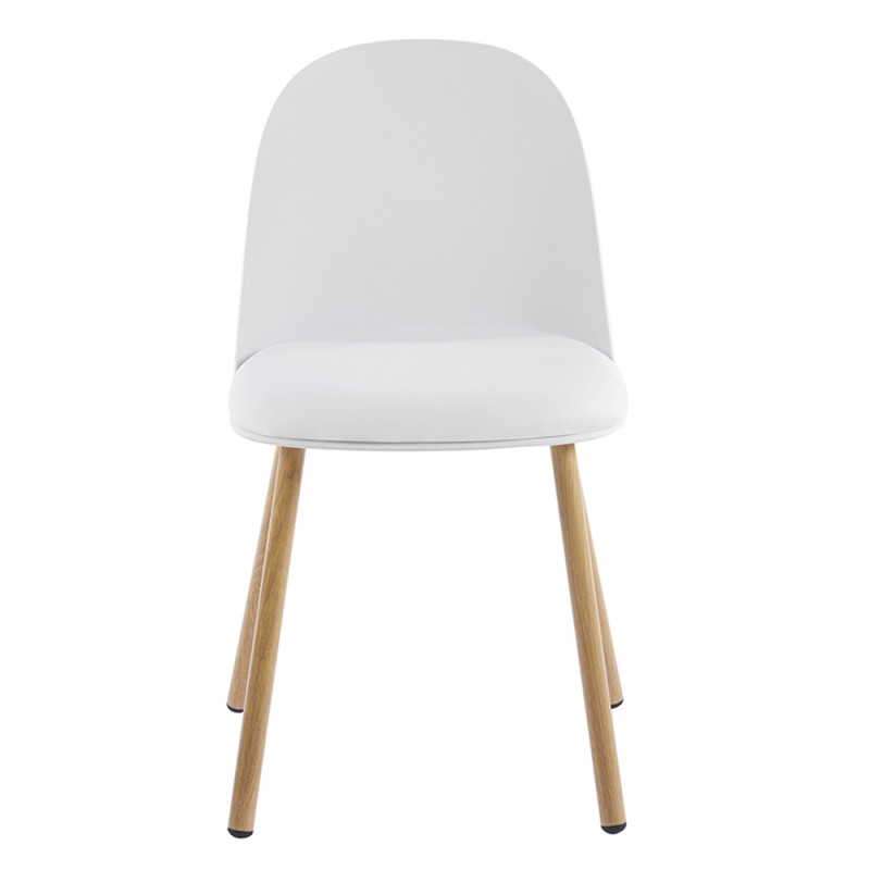 White Plastic Kitchen Chair With Metal Feet-PP Chair