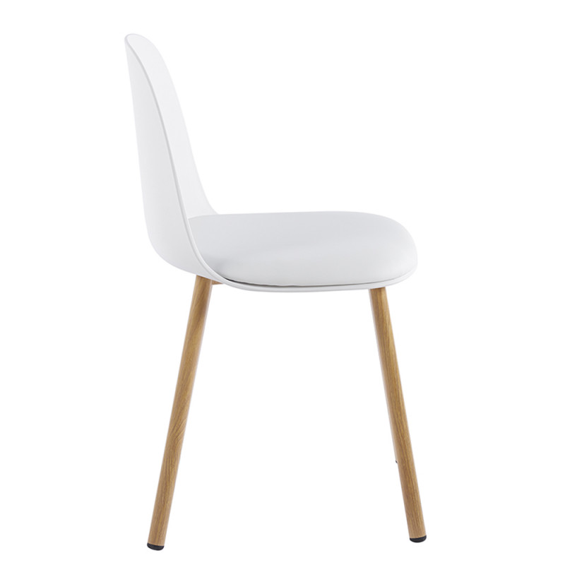 White Plastic Kitchen Chair With Metal Feet-PP Chair