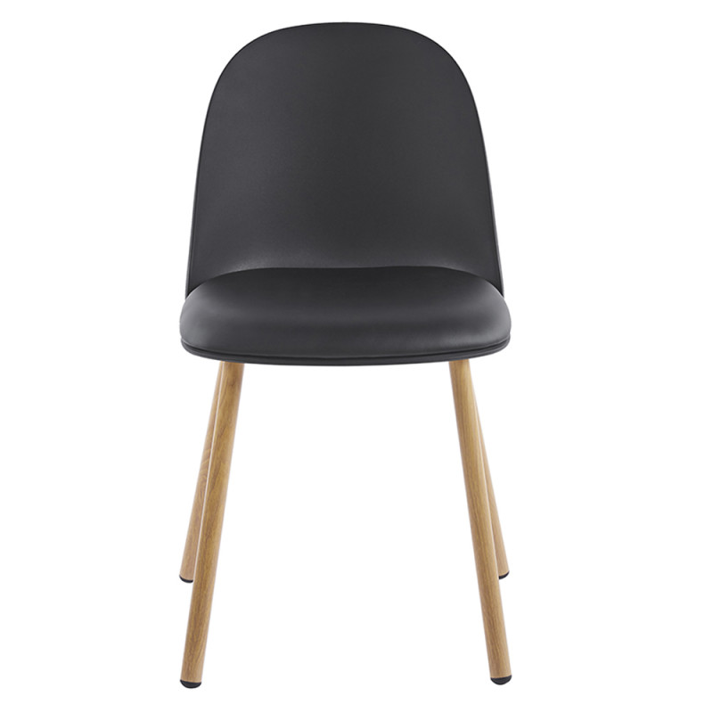 Black Plastic Kitchen Chair With Metal Feet-PP Chair