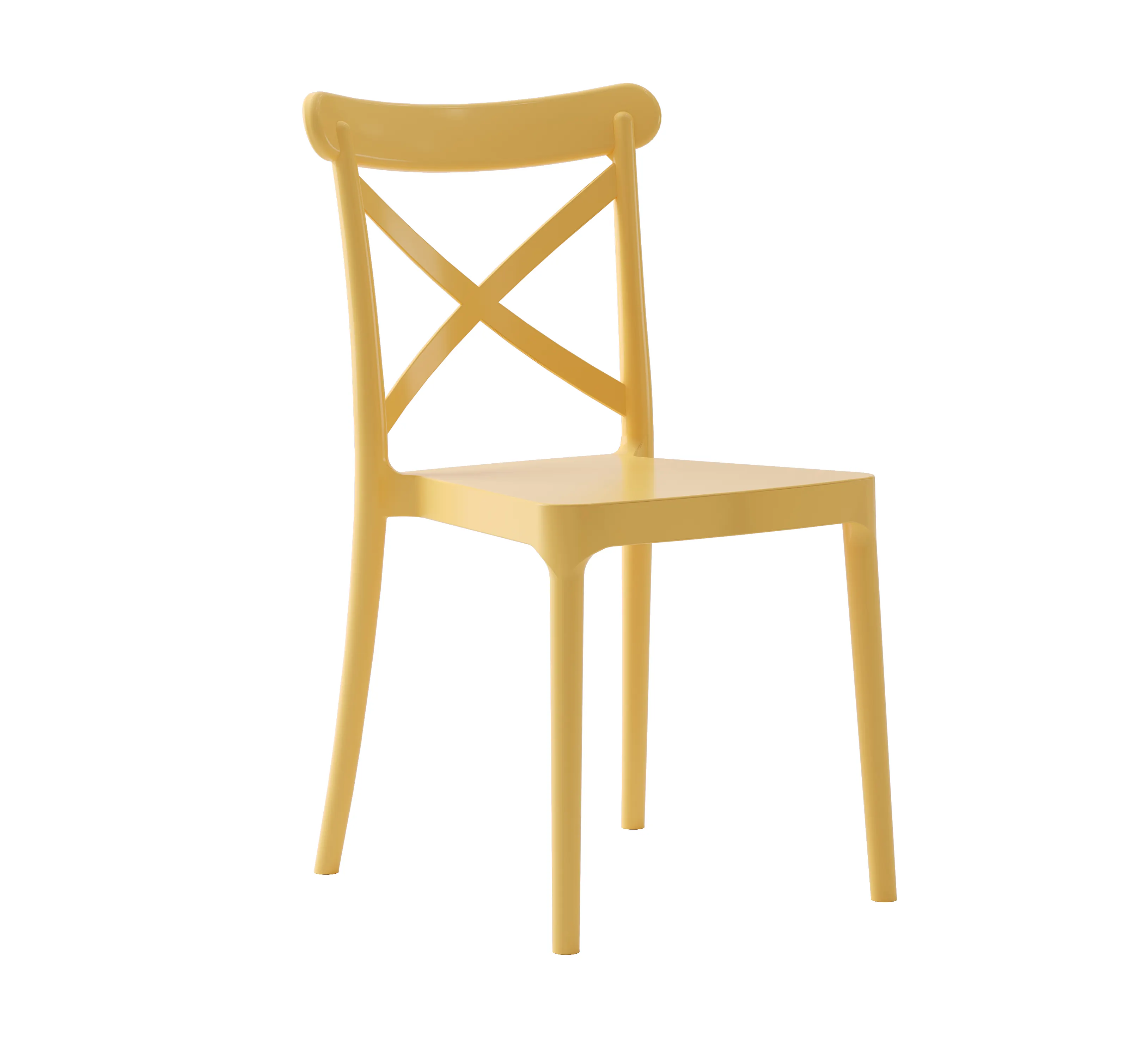 Yellow Plastic Cross Back Dining Chair-PP Chair
