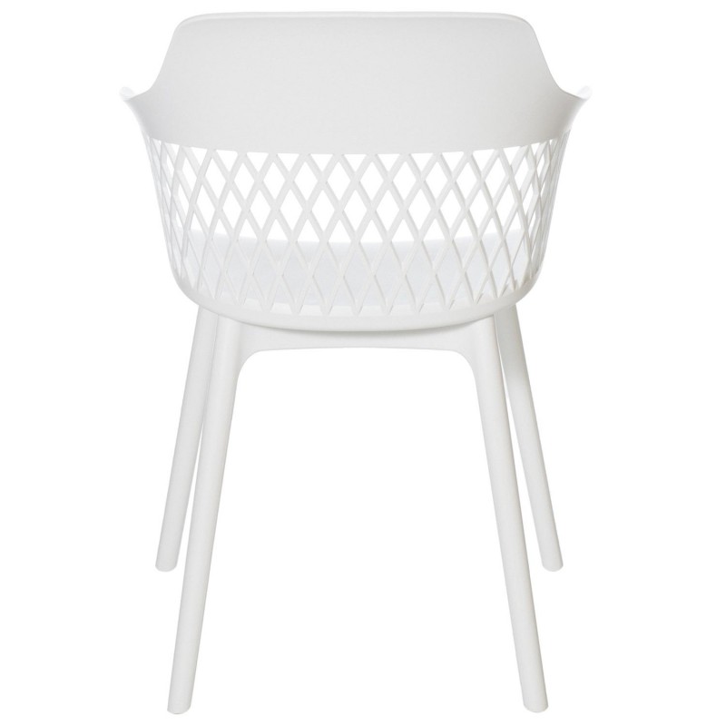 Assembled White Plastic Armchair with Hollow Backrest