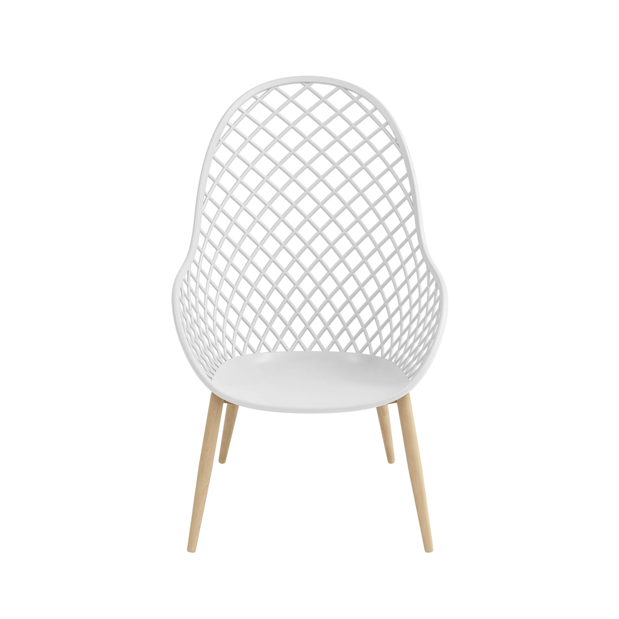 White Hollow Out Relax Armchair With Metal Feet-PP Chair