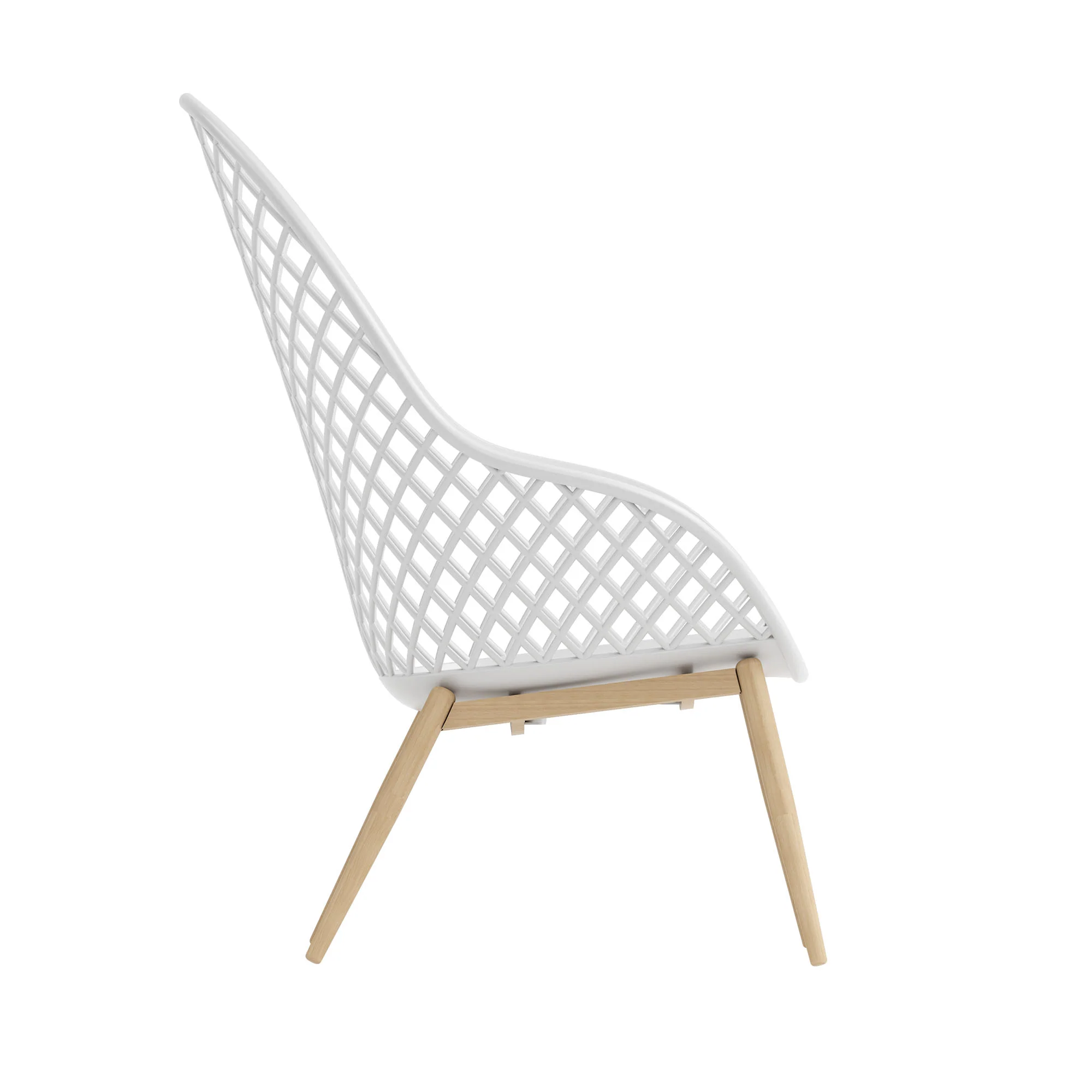 White Hollow Out Relax Armchair With Metal Feet-PP Chair