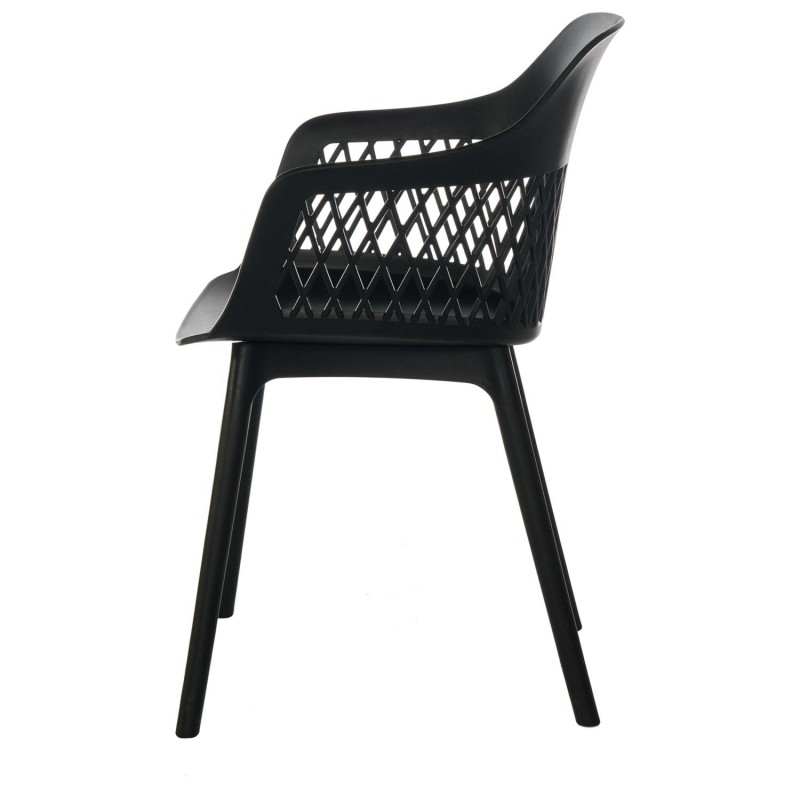 Assembled Black Plastic Armchair with Hollow Backrest