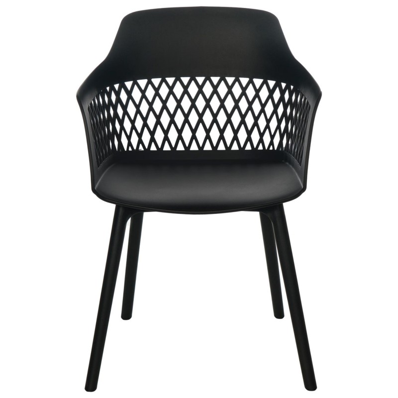 Assembled Black Plastic Armchair with Hollow Backrest