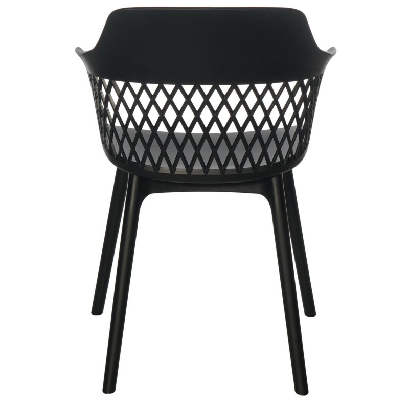 Assembled Black Plastic Armchair with Hollow Backrest