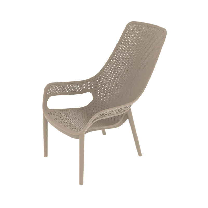 Tall Back Perforated PP Arm Dining Chair One-Piece Injection Molded Stackable Outdoor Plastic Armchair for Hotel Cafe Resort Wholesale