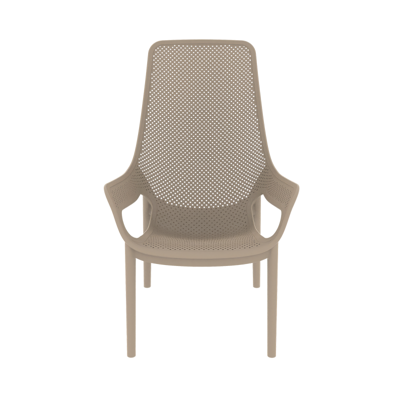 Tall Back Perforated PP Arm Dining Chair One-Piece Injection Molded Stackable Outdoor Plastic Armchair for Hotel Cafe Resort Wholesale