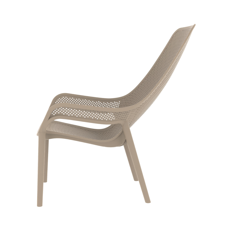 Tall Back Perforated PP Arm Dining Chair One-Piece Injection Molded Stackable Outdoor Plastic Armchair for Hotel Cafe Resort Wholesale