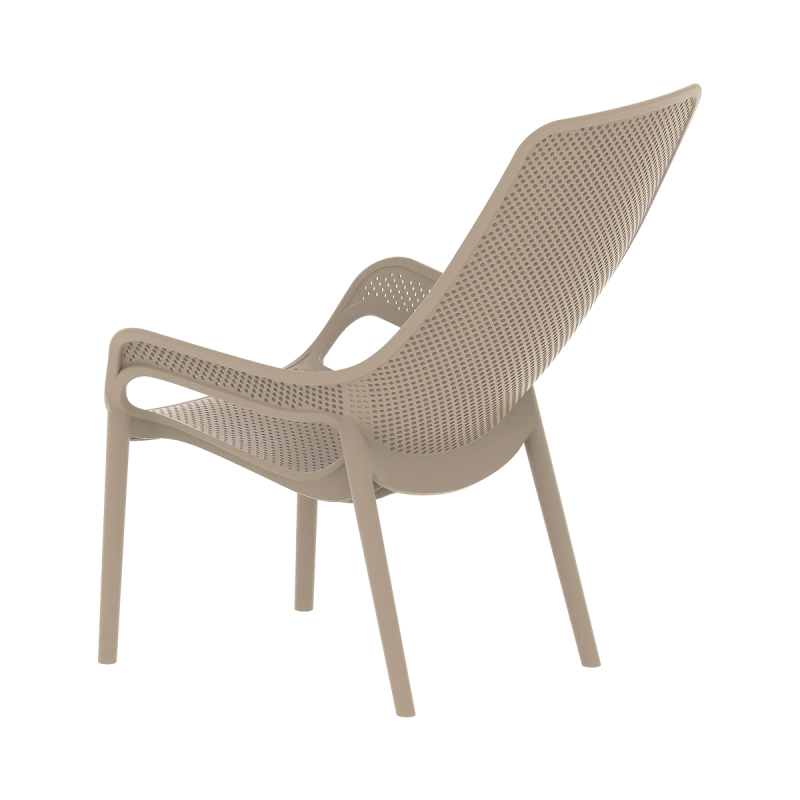 Tall Back Perforated PP Arm Dining Chair One-Piece Injection Molded Stackable Outdoor Plastic Armchair for Hotel Cafe Resort Wholesale